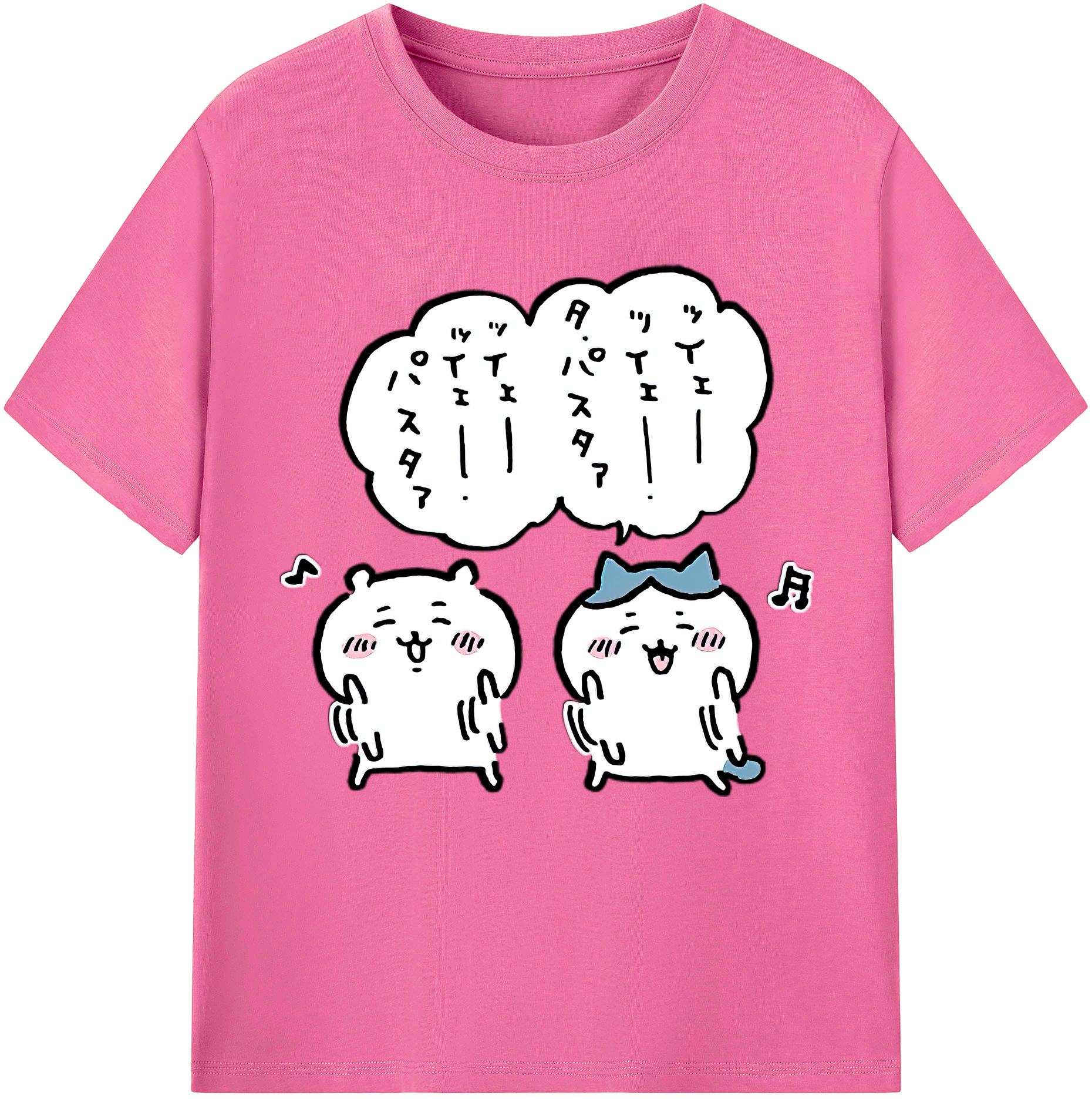 （画像用） ちいかわ ハチワレ Chii-kawa hachiware レディースカジュアルプリントTシャツ（綿100％）